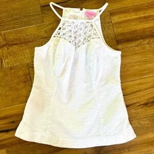 Lilly Pulitzer White Cropped Embellished Tank Top Size 2 - Like New